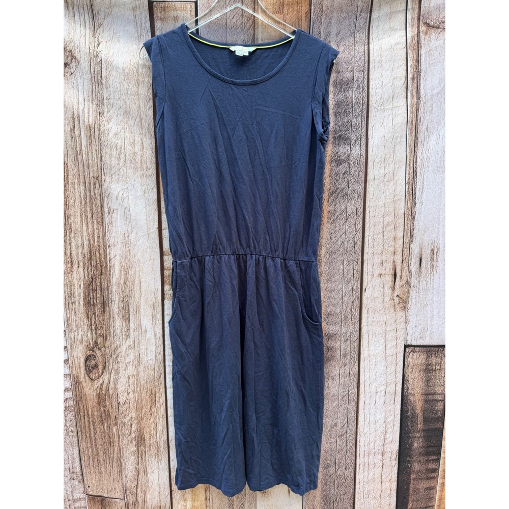 Boden Sleeveless Jersey Midi Dress Navy Blue Pockets Minimalist Versatile US 6